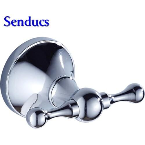 Free shipping high quality solid brass robe hook for european life polished chrome clothes hook and bathroom washing robe hooks