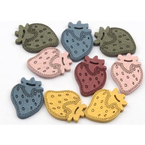20pcs Mixed Strawberry Wood Slice Craft Scrapbooking Embellishments DIY Home Party Decor Wooden Ornaments 18x25mm
