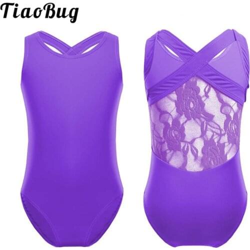 TiaoBug Children Girls Professional Ballet Leotard Floral Lace Gymnastics Leotard Ballerina Party Kids Dancewear Sports Bodysuit