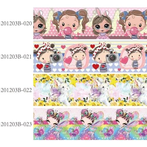 50 yards/lot) Kids DIY 1" 25MM little girl printed cartoon ribbons