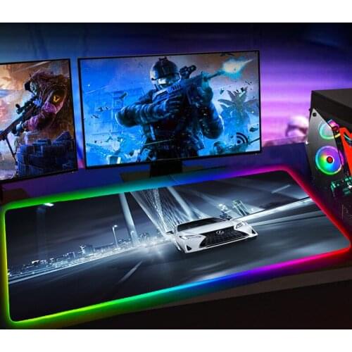 RGB Sport Lexus Car Mausepad Gaming Accessories Mouse Pad XXL Mousepad Keyboard Pad Mause Pad No-slip with Backlit 25x35 Deskmat