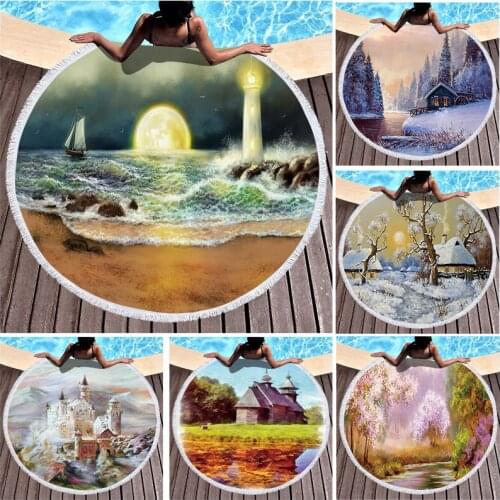 Beautiful landscape luxury beach towel Sea beach towel Pareo beach Bath towels Beach mat Bath towel towel microfiber towel spa