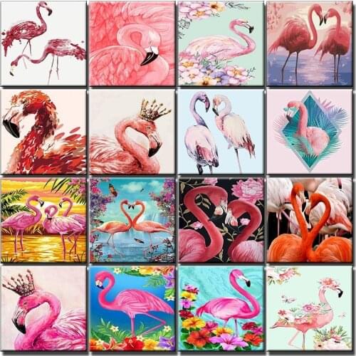 Paint By Number Animals Flamingos Drawing On Canvas HandPainted Painting Acrylic Pictures By Numbers Adults Kits Home Decoration