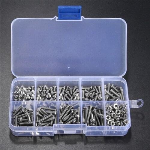 M3SS1 M3 Stainless Hex Socket Button Head Screws Allen bolt Nut Assortment Kit 340pcs