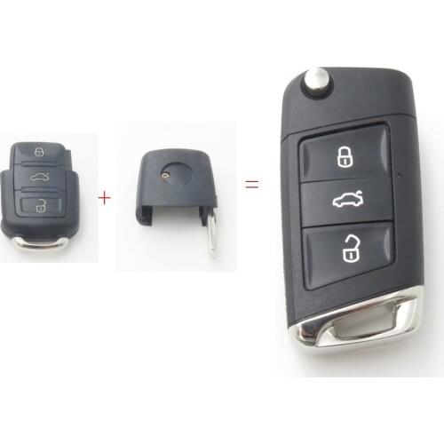 Xinyuexin Modified Flip Remote Key Shell FOB Case for VW Jetta Golf Passat 3Button Remote Key Change To New Style No Logo