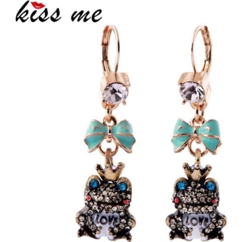Fashion accessories vintage czech crystal frog earrings Factory Wholesale