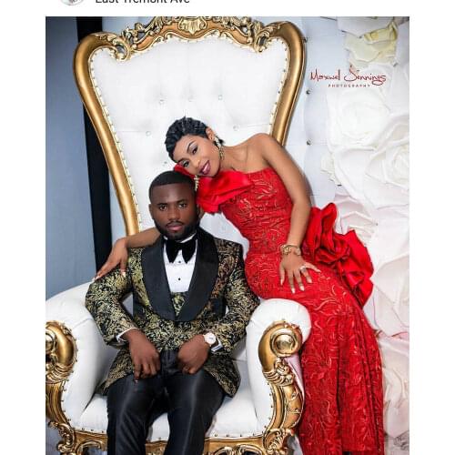 2021 Mens Gold Print Floral Slim Fit Suit 3 Pieces Set Fashion Design Groom Dress Tuxedo Custom Made Costume Wedding Party Suit