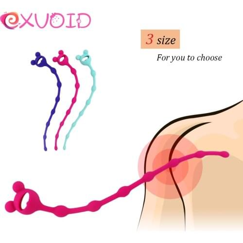 EXVOID Soft Silicone Anal Sex Toys for Women Men Adult Products Vagina Clit Orgasm Long Butt Plug Pull Ring Ball Anal Plug Beads