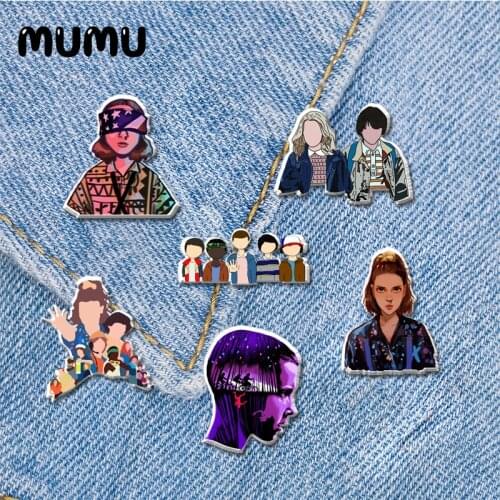 2020 New Stranger Things Lapel Pin TV Series Eleven Acrylic Brooches Lapel Pins Handmade Epoxy Jewelry Shirt Bag Badge