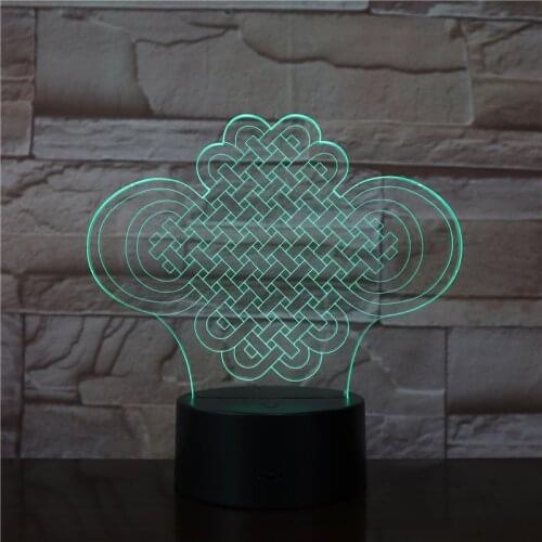 Novelty Chinese Knot 3D Lamp 7 Color Led Night Lamps For Kids Touch Led Usb Table Lampara Lampe Baby Sleeping Nightlight 3301