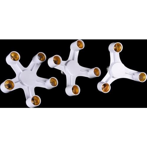 E27 To 3/4/5 E27 Base Adapter Converter 3/4/5 In 1 E27 Bulb Adapter Splitter Pendant Lamp Holder White Screw Lighting Fixture