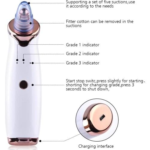 Blackhead Remover Electric Vacuum Suction Facial Deep Cleansing T Zone Pore Cleaner Facial Beauty Care Machine