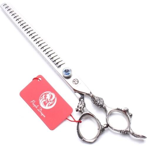 8" Purple Dragon 440C Professional Pet Scissors Straight Shears Thinning Scissors Dog Grooming Scissors Set Animal Shears Z9107