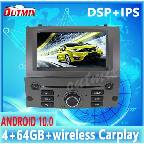 PX6 4+64 Android 10.0 Car DVD Stereo Multimedia For Peugeot 407 2004-2010 Radio GPS Navi Audio Video stereo head unit IPS screen