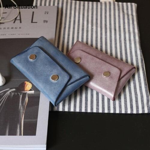 Luxury Credit Card Purses Genuine Leather Top End Handmade Vintage Storage Coin Pouch Fog Color Mini Wallets Organizer Card Bag