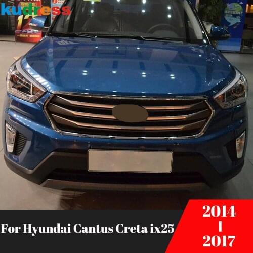 For Hyundai Cantus Creta ix25 2014 2015 2016 2017 ABS Chrome Car Front Grill Grille Frame Middle Center Grill Cover Decoration