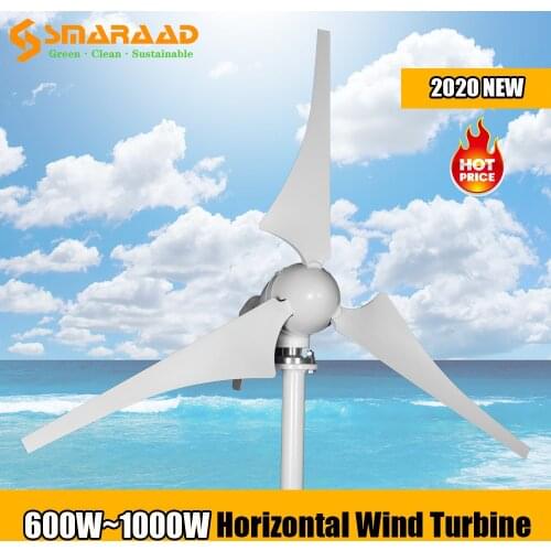 600W 800W 1000W 3 5 6 Blades New Energy Windmill 12v 24v Small Wind Turbine Generator Free MPPT Controller For Home Street Lamps