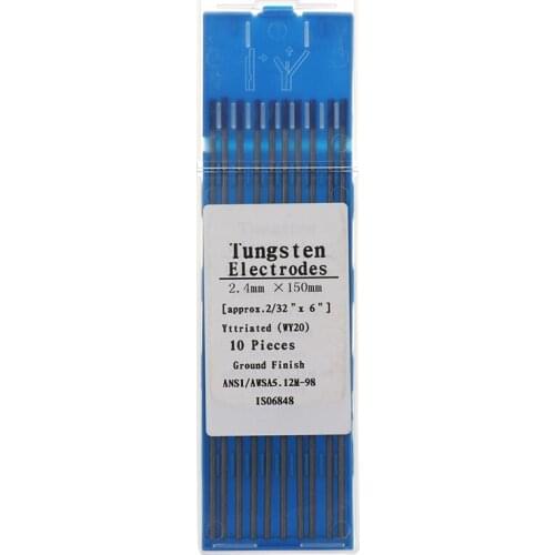 10Pcs WY20 Tungsten Electrode Professional Tig Rod 2.4mm *150mm for 2.0% Lanthanated for Tig Welding Machine