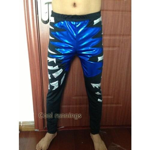 Adult Spandex Halloween Party Zentai Costume wrestling tights/pants Metallic Black/Blue/Silver