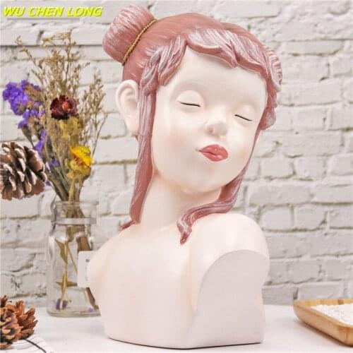 WU CHEN LONG Abstract Girl Art Sculpture Figure Statue Creative Resin Crafts Cartoon New Chinese Living Room Home Decor R5490