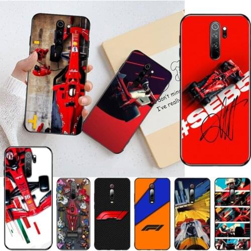 YJZFDYRM Formula 1 F1 Black Cell Phone Case for Redmi Note 9 8 8T 8A 7 6 6A Go Pro Max Redmi 9 K20
