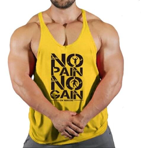 Hot Sale Gym Cotton Singlets Canotte Bodybuilding Stringer Tank Top NO PANI NO GAIN Fitness Shirt Muscle Guys Sleeveless Tanktop