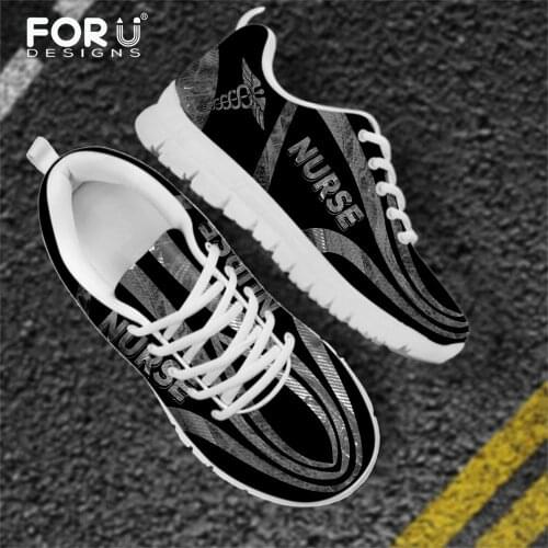 FORUDESIGNS Ladies Shoes 2021 Top Selling Nurse Brand Design Mesh Comfortable Lace-up Walking Shoes for Female Casual Sneakers