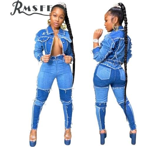 RMSFE 2020 Women Solid Autumn Set Gym Clothing Fitness Jean Sexy 2 Piece Set Women Full Sleeve Top And Pant Sets