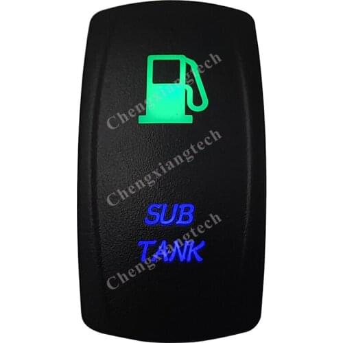 12V 24V Marine Car Boat Truck RV SUB TANK Rocker Switch SPST, 5 Pins ON-OFF, Green & Blue Led Push Switch for Carling