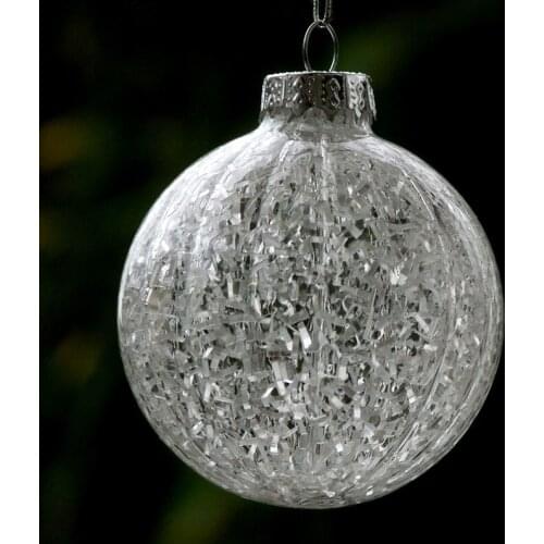 Diameter=8cm 16pcs/pack Striped Glass Christmas Ball with Inner Glass Chip Decorative Glass Star Christmas Day Pendant