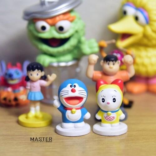 2Sets/8PCS 3.2-4cm Exquisite workmanship Robot cat Jingxiang panghu Cartoon doll model toy ornaments DIY collection ornament