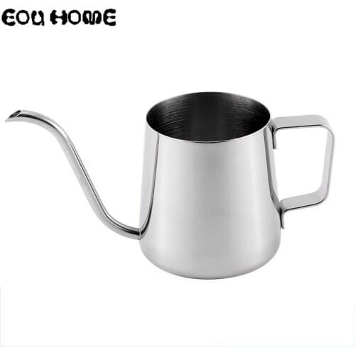 350ML Silvery Hand Punch Coffee Pots Fine Long Mouth Spout Coffee Kettle Stainless Steel Body Teapot Drip Home Kitchen Tea Tools
