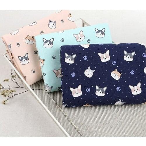 45cm*110cm/Piece,Cartoon Dog Group Cotton/Hemp Printing Cloth,Clothing Tablecloth,Curtain Puppet Fabric,DIY Handmade Material