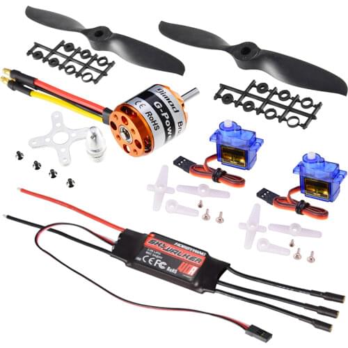 9imod D2836 1120KV Brushless Motor Hobbywing 40A ESC 9G Micro Servo 7*3E Prop Power System Combo Set for RC Fixed Wing Aircraft