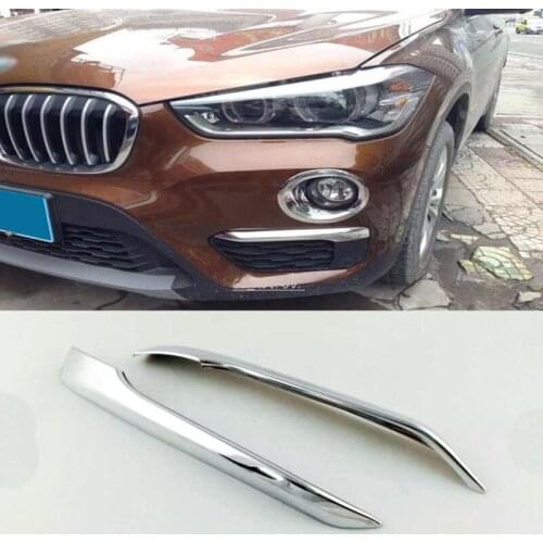 ABS Chrome Front Fog Light Lamp Eyelid Cover Trim 2pcs For BMW X1 F48 2016 2017