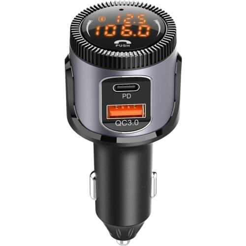 Bluetooth FM Transmitter, 5.0 FM Transmitter for Car QC 3.0 + USB C Pd 18W Charger TB Radio Adapter MP3 Music Player