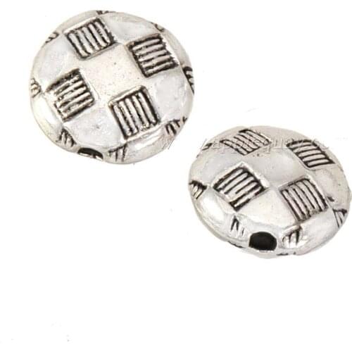 Loose Bead Bracelets Handcrafts Dangles DIY Round Flat Football Vintage Silver Plated Alloy 2021 Jewelery Findings 10*5mm 40pcs