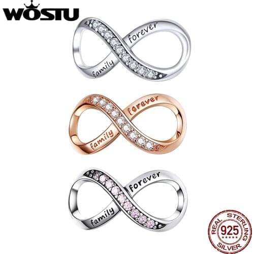 WOSTU Silver Color Infinite Symbols Charm Authentic 925 Sterling Silver Original Charm beads Jewelry Gift For Women DXC1146