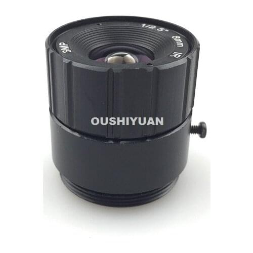 CCTV 1/2.5" F1:1.2 Fixed Iris IR 8mm HD 3.0MP Optional CS Mount Lens For CCTV Camera