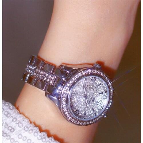 BS New Full Diamond Womens Watch Crystal Ladies Bracelet Wrist Watches Clock relojes Quartz ladies watches for women 121735