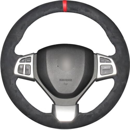 Black Suede Red Marker DIY Car Steering Wheel Cover for Suzuki Swift Sport 2012-2017 Vitara S 2016 2017 2018 2019