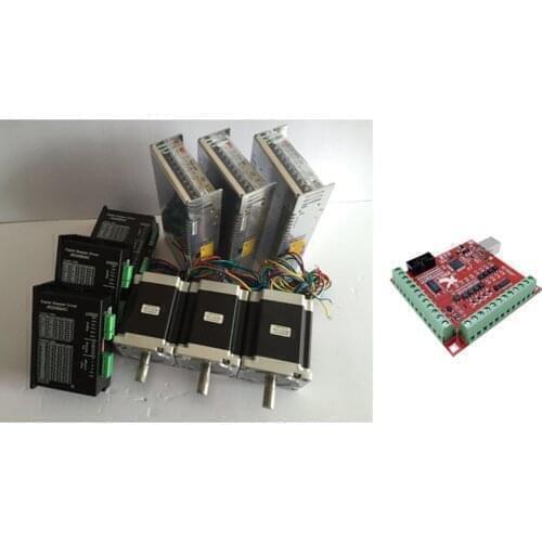 CNC Router 3 4 Axis kit 3A 3N.M Nema 23 425 Oz-in Stepper motor + TB6600 driver + 350W Power Supply + MACH3 Controller card