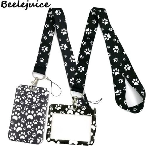 Black Dogs Paws Credit Card ID Holder Bag Student Women Travel Bank Bus Business Card Cover Badge Accessories Gifts Decorations