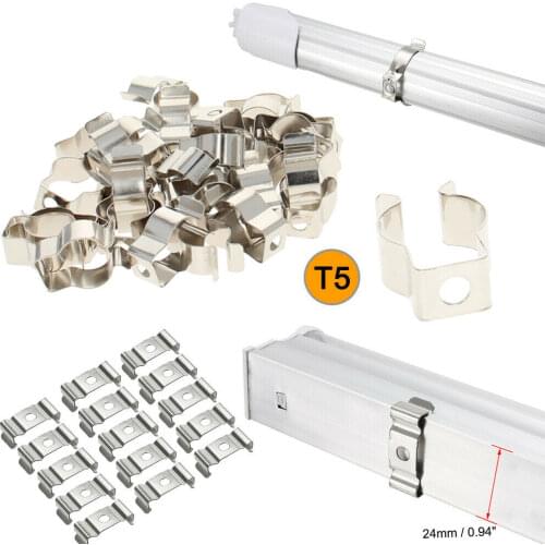 New 15~100pcs T5 Stainless Steel U Clip Holder For LED Fluorescent Light Tube Lamp Bracket Lampholder Tube Clips Fixing Clips
