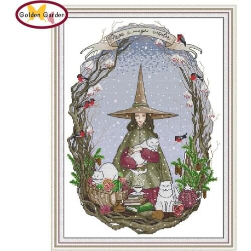 GG Winter of Magic World Cross Stitch Pattern DIY Handicraft Embroidery Needlework Joy Sunday Print Cross Stitch for Home Decor