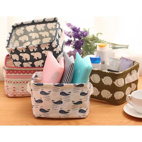 Cotton Ramie Office Clothing Jewelry Storage Box Cosmetic Home Decoration Organizer Case Store Boxes Cute Animal Tree Decor