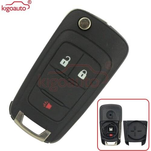 Kigoauto 20873621 Folding key shell for Chevrolet Equinox Sonic 2010 2011 2012 2013 2014 2015 OHT01060512 2 button with panic