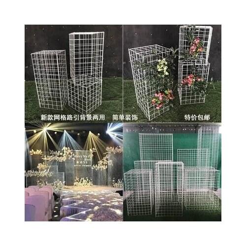 Many sizes for choice Wedding Grid Metal Road Leads Aisle Flower Stand Pillar Party Supply