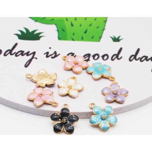 20pcs/lot Fashion Jewelry Charms sakura Flowers Enamel Charm For DIY Jewelry Making Findings 14*16.5mm