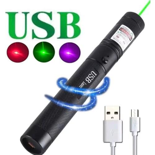 High-power green laser sight USB rechargeable red dot purple 5mw powerful laser pointer outdoor ultra-long radiation 5000-8000M